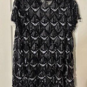 Zara Black and Silver Sequin Top